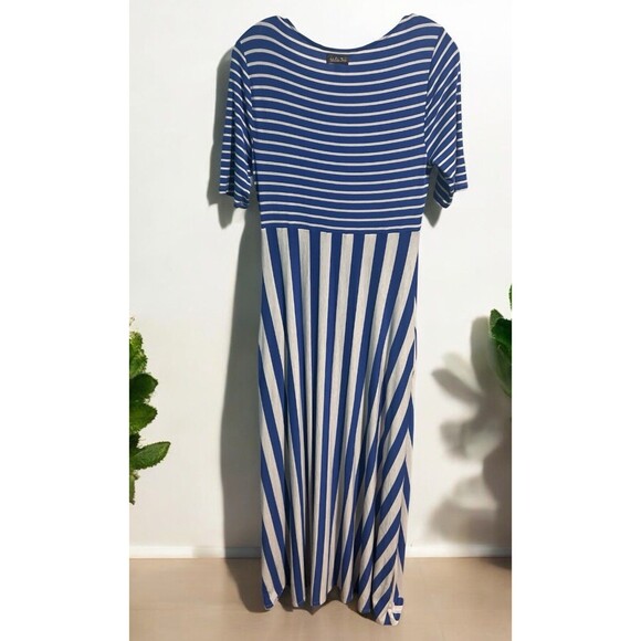 Matilda Jane Maxi Dress Small Blue White Stripe The Road Ahead Modest Casual - Picture 2 of 3